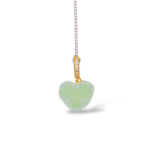キャンディハート緑ブックマーク しおり　  A candy green heart bookmark