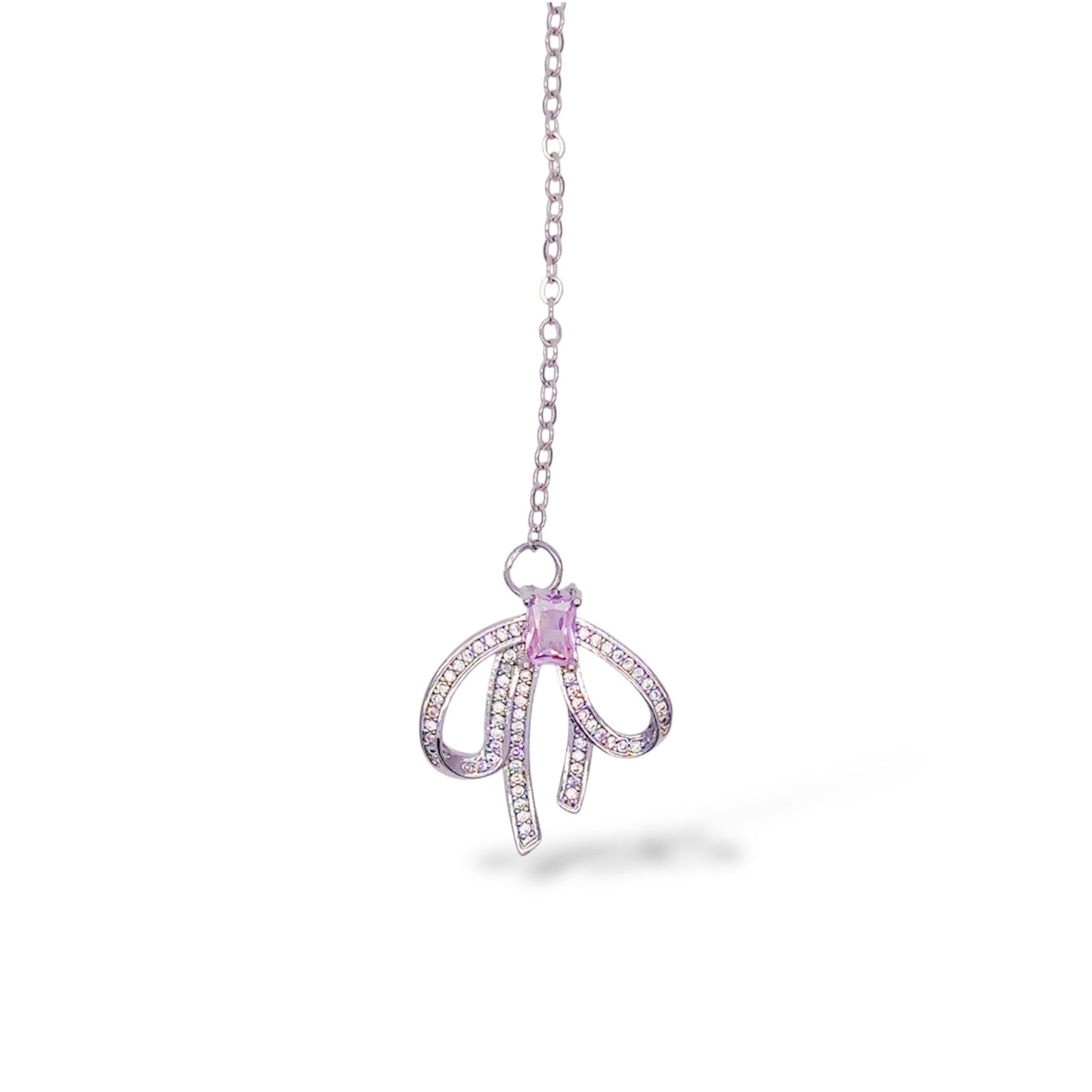 リボンピンクビジューブックマーク しおり　 A ribbon pink jewel bookmark