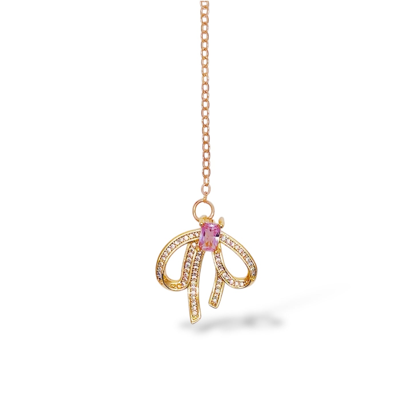 リボンピンクビジューブックマーク しおり　 A ribbon pink jewel bookmark