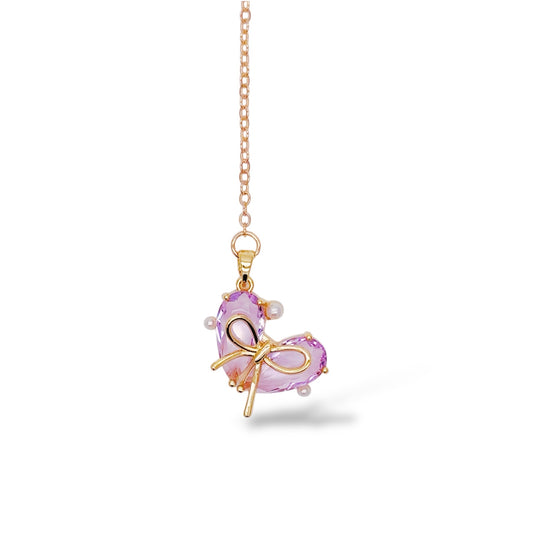 パープルハートリボンブックマーク しおり　 A purple heart ribbon bookmark