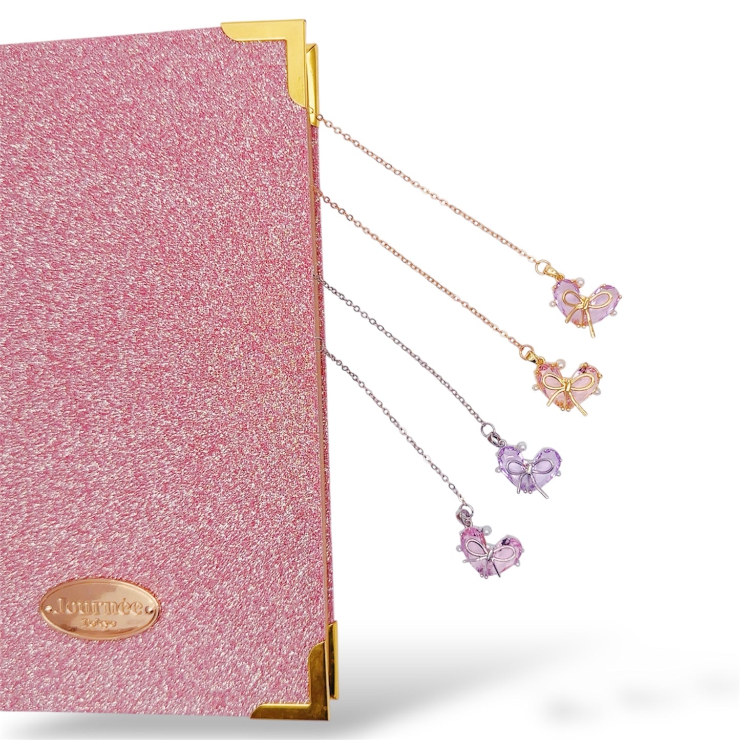 ピンクハートリボンブックマーク しおり　 A pink heart ribbon bookmark